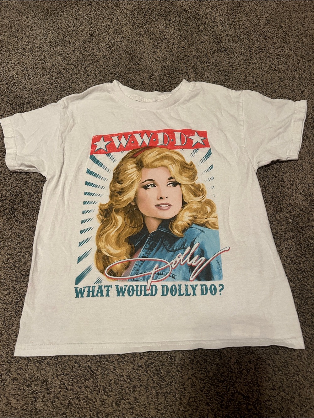 White Short Sleeve Graphic Tee - W.W.D.D. Dolly Design